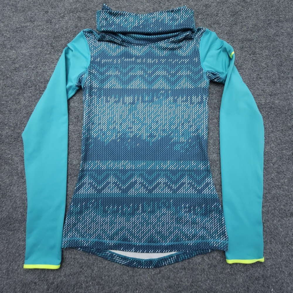 Nike Pro Dri-FIT Shirt Womens XS Blue Teal Long Sleeve Funnel Neck 638331-483